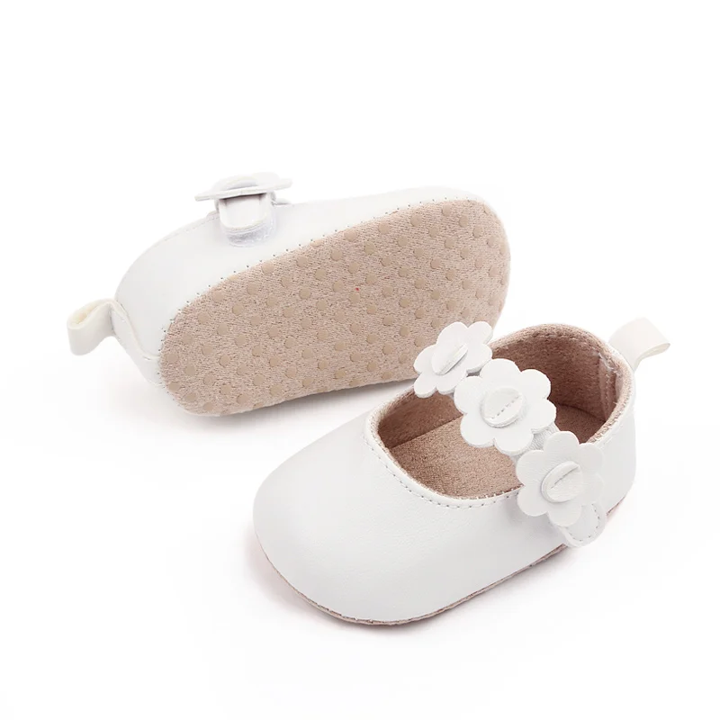 Baby Girl PU Small Leather Shoes Solid Color Small Flower comfort Infants Soft Soled Toddler Shoes manufacture