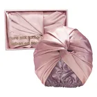 Silk Wrap New Design 100% Silk Turban Sleep Cap Women Wrap Double Layer Hair Bonnets With Elastic Band Silk Bonnet