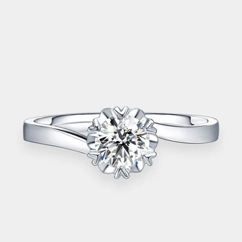 Six Prong 18K Gold Ring White gold Diamond Romantic Fashion Proposal Engagement Love Jewelry