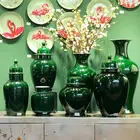 Jar Wholesale Antique Style Green Porcelain Ginger Jar Chinese Painting Ceramic Temple Jar