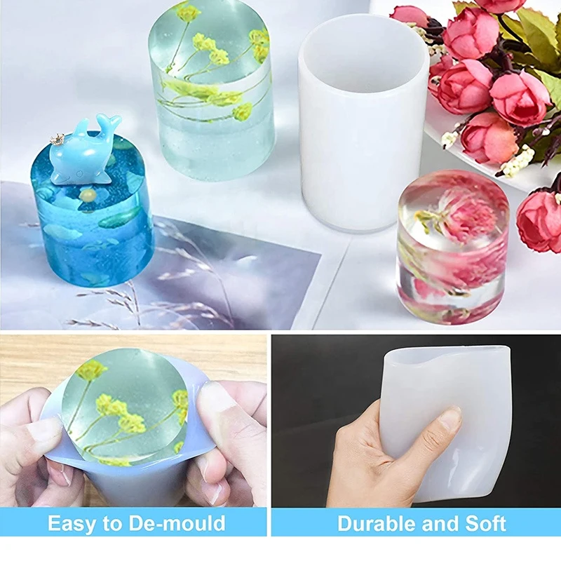 Custom Silicon Candle Mold 3D  Cylinder  Silicone Mold for Candle Soap Making Flower Candle Mold