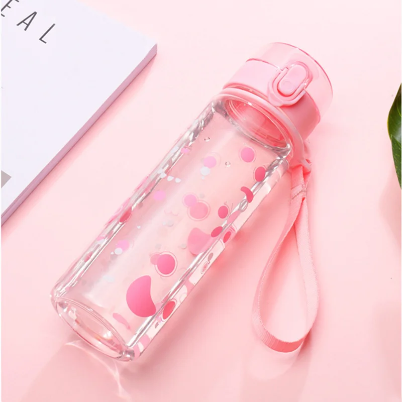 Flower Bottle Water Portable Leak-proof Water Cup 500ml Girls Drinking 