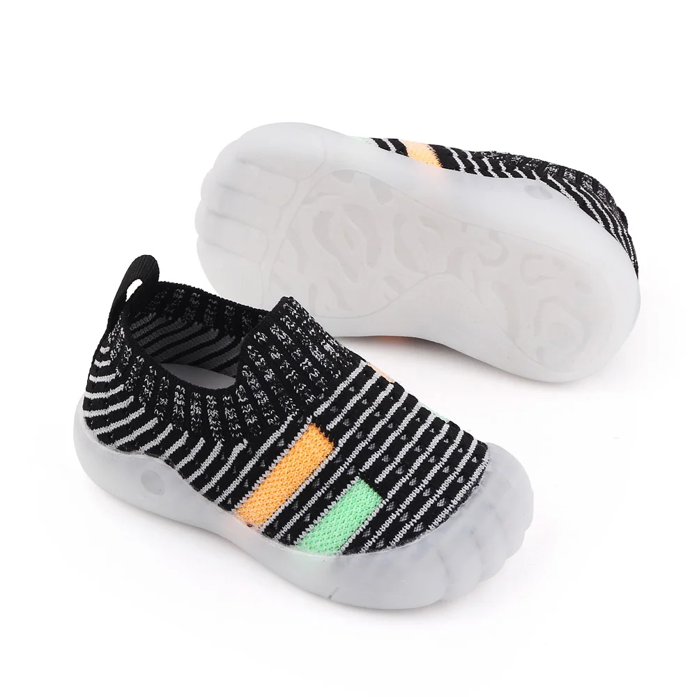 Mesh Breathable Rubber Sole Non-slip Children's Flying Woven Kids Casual Toddler Shoes manufacture