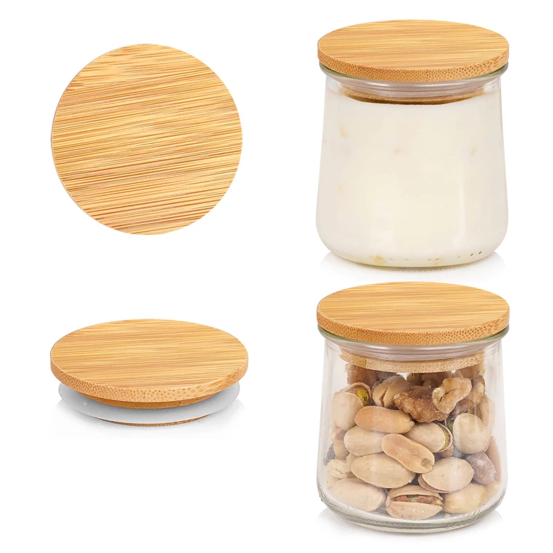 SOPEWOD Clear Glass Food Storage Jars Containers With Airtight Bamboo Lid For Candy,Cookie,Rice,Sugar,Flour,Nuts