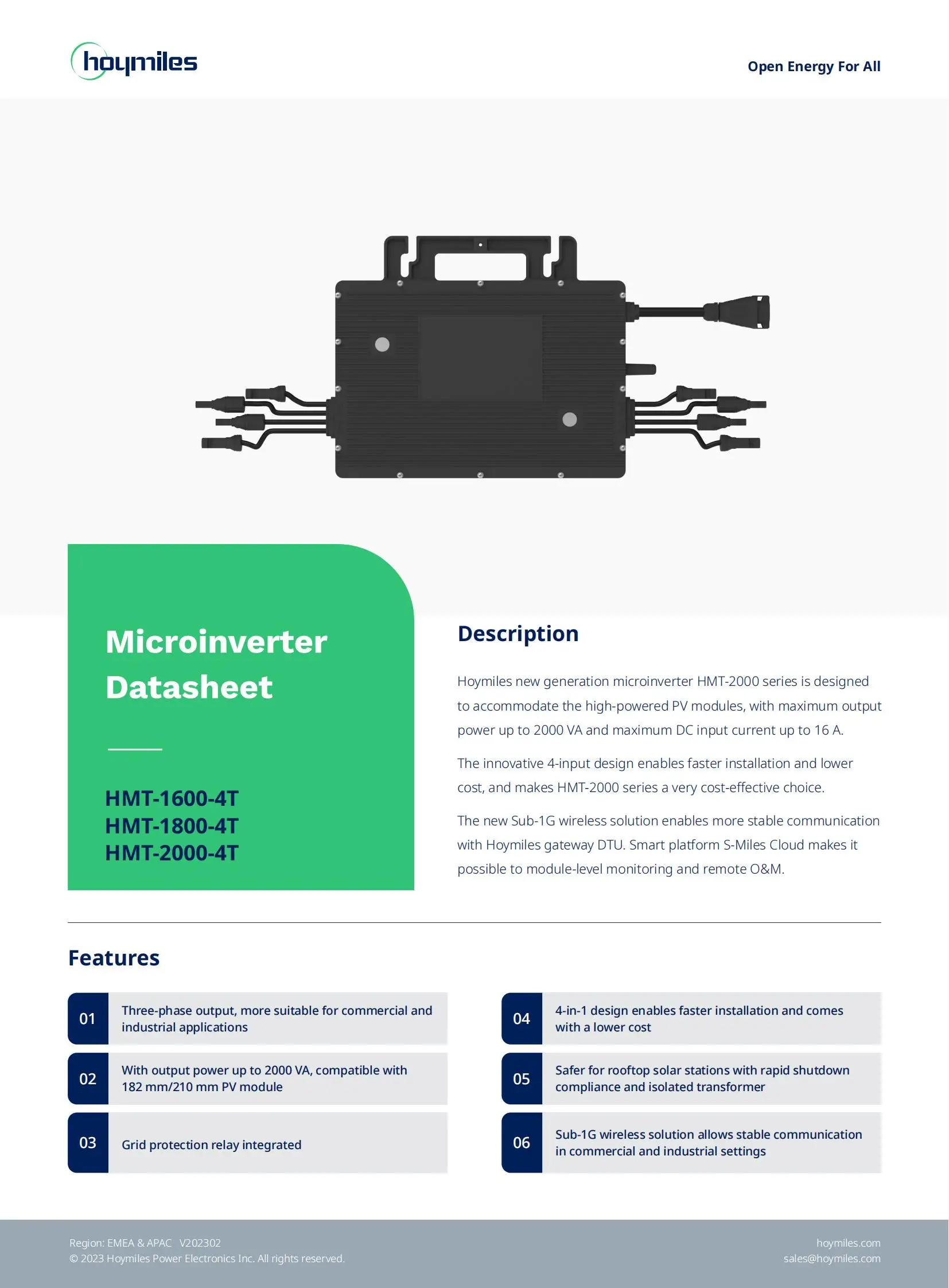 Hoymiles Microinverter Hmt Series Hmt T Three