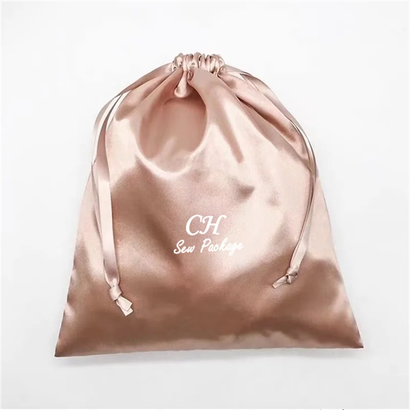 CH Wholesale High Quality Sustainable Custom Logo Small Luxury Gift Packaging Silk Satin Drawstring Jewelry Pouch Bag