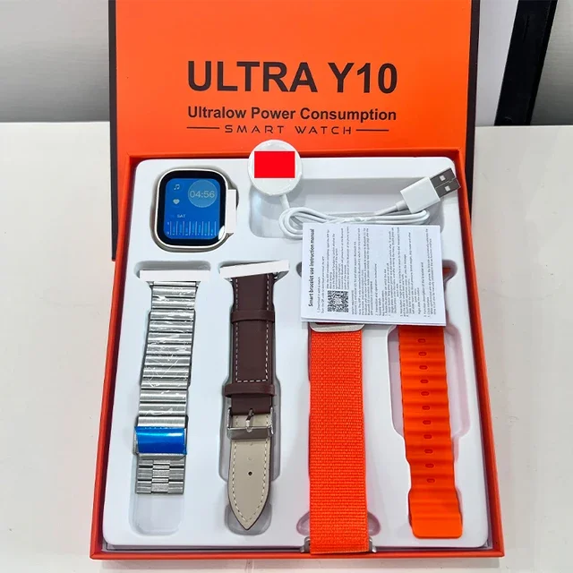 Montre connectée Ultra Y10 avec 4 Bracelets au prix moins cher sur EQUIPS+