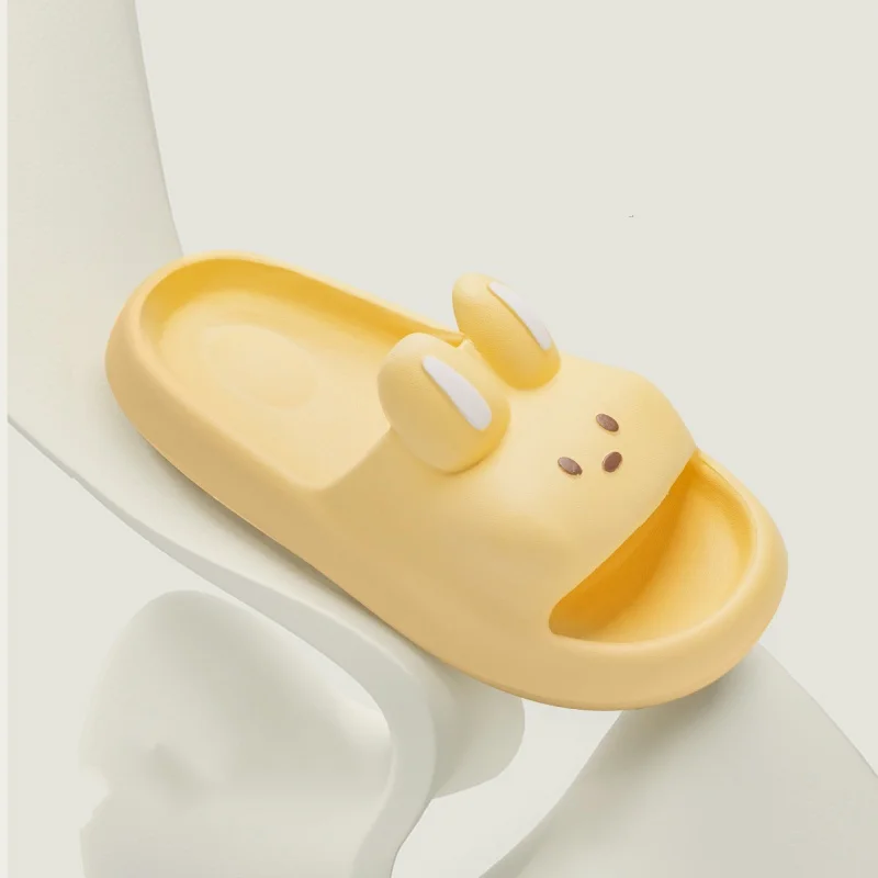 Cute Rabbit Soles Slippers EVA Slippers Women Slide Sandals Indoor Flat Shoes Polyester Shower Slippers
