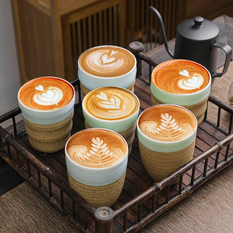Wholesale 300ml Handmade Retro Ceramic Tea Cup Clay Coffee Cups Personality Creative Milk Mugs Custom Water Cups