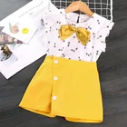 Kids Wholesale Children Girls Kids Brand Sport Suits Girls T-shirt Short Pant Girls Shirt Set