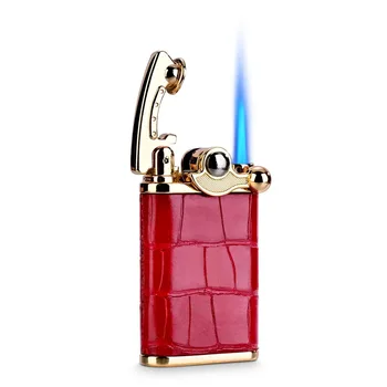 Hot selling cigar lighters wholesale Strong windproof Single Fire torch cigar lighter with cigar cutter punch