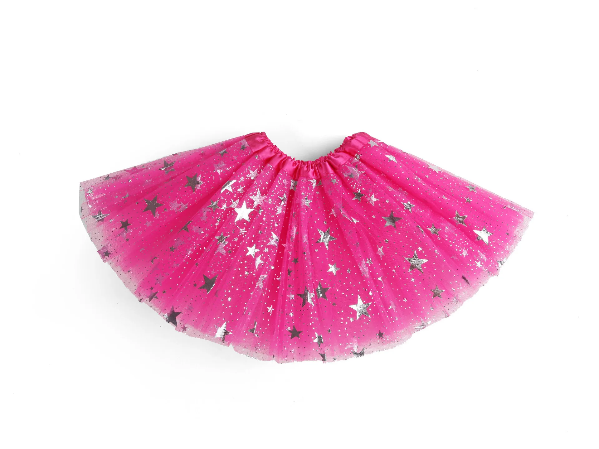 2023 Star Sequin Satin Dress Pink Tutu Tulle Skirts For Girls Kids