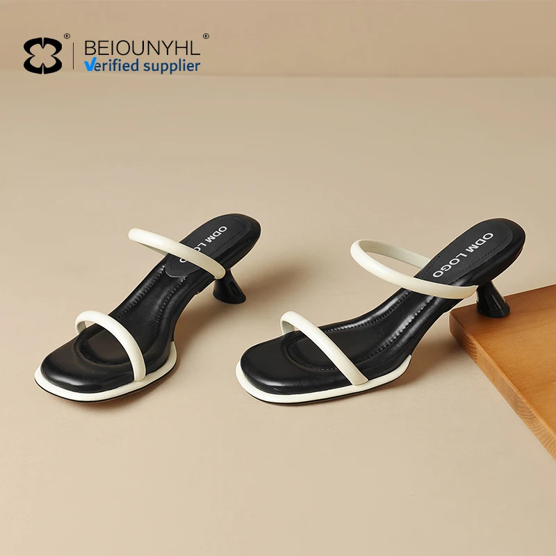 New Arrival Custom Logo Women Special Low Heel Sandals Lady Square Toe Sexy Fashion Heeled Sandal Shoes For Women And Ladies