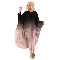 fall 2023 women clothes street Elegant fashion cape bat sleeve pleated fabric for dresses