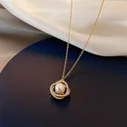 Zircon Steel Zircon Pearl Zircon Pendant Titanium Steel Necklace Feminine Clavicle Chain Niche Jewelry
