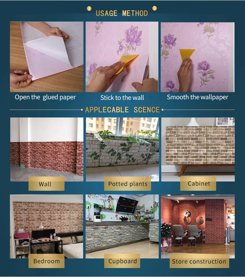 product factory price wholesale pvc modern brick peel  stick 3d wallpaper self adhesive contact paper for home decoration-55