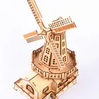 Wood 3d Wood Models Wooden Craft Kit House Model Kit Gift 3D Wooden Dutch Windmill Assembly Puzzle
