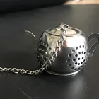 Strainer Tea Ball Strainer Teapot Shape Stainless Steel Loose Leaf Tea Infuser Ball Strainer With Chain And Drip Trays