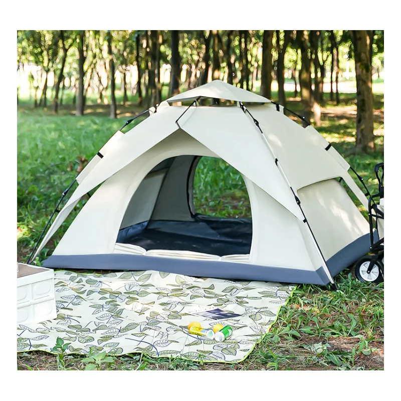 Outdoor fully automatic folding beach quick opening 3-4 people double-layer camping thickened rainproof tent