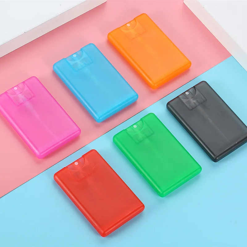 Screen Printing OEM Colored 20ml Plastic Credit Card Flat Spray Bottle Alcohol Sprayer Empty White Credit Card Perfume Spray