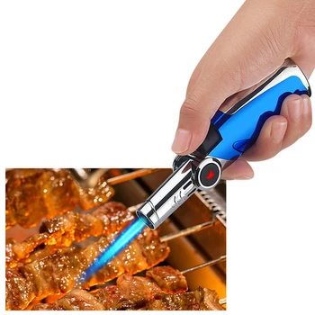 RHK Cheap Price Mini Family Baking BBQ Blue Flame Butane Torch Lighter for Outdoor Barbecue Christmas Gift