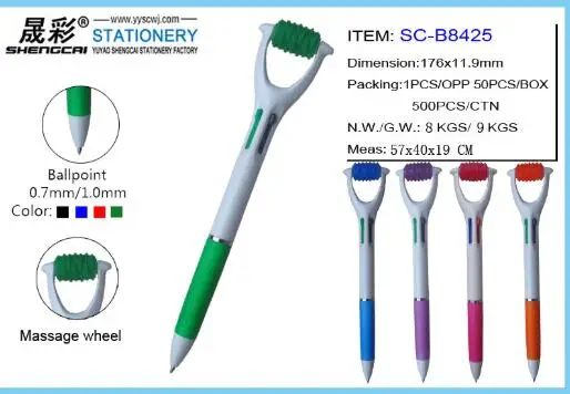 Custom massage ballpoint pen plastic ballpoint pen with massager