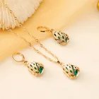 Green Necklace Necklace Fashion Personalized Green Crystal Peacock Earring Necklace Set Necklace Vintage