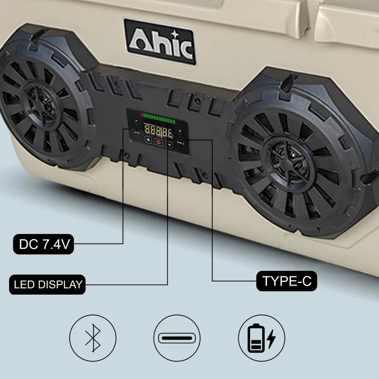 High quality PE material 45L capacity Solar panel cooler Waterproof insulated cooler Thermal speaker cooler box