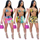 Elastic Women 2021 Swimwear Sexy Bikini Set High Waist Elastic Women Printed Breathable 2 Piece Swimwear Set