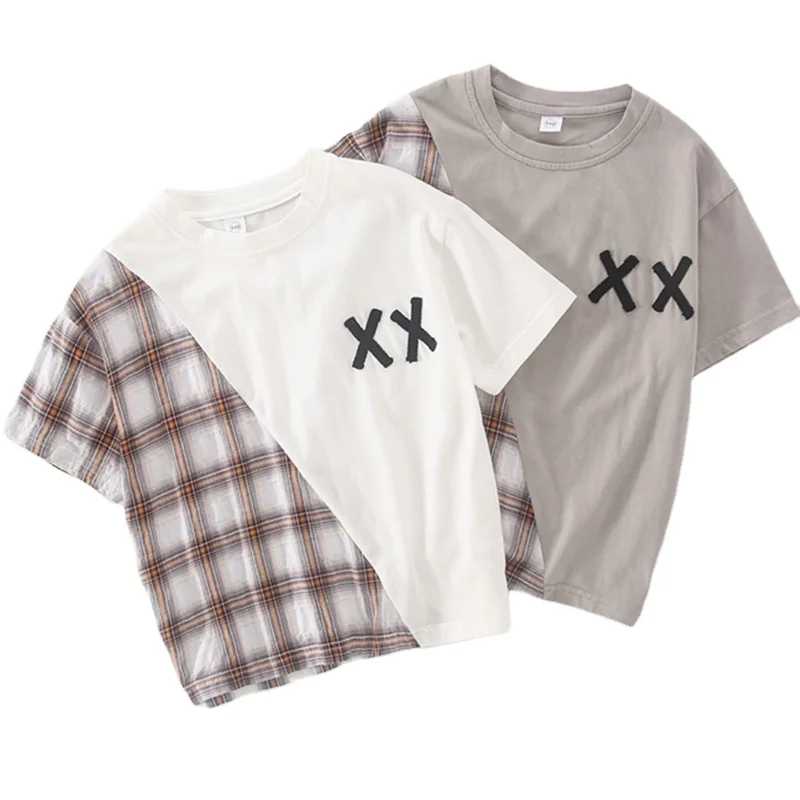 Fashion Stylish Korean Version Kids Toddlers Boys Plaids 100% Cotton Tops Shirt 