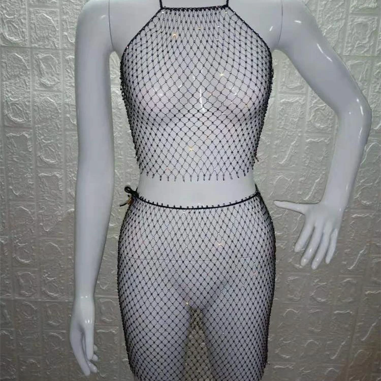 Sexy Diamond Fishnet Tank Top Women 