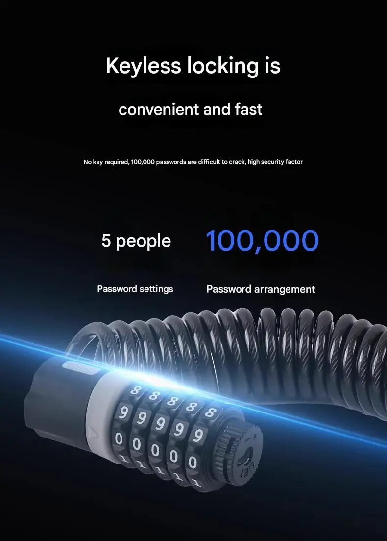 Portable Password Lock for Bicycles Motorcycles Electric Vehicles Mini Chain Lock Cycling Equipment Anti-Theft Accessory