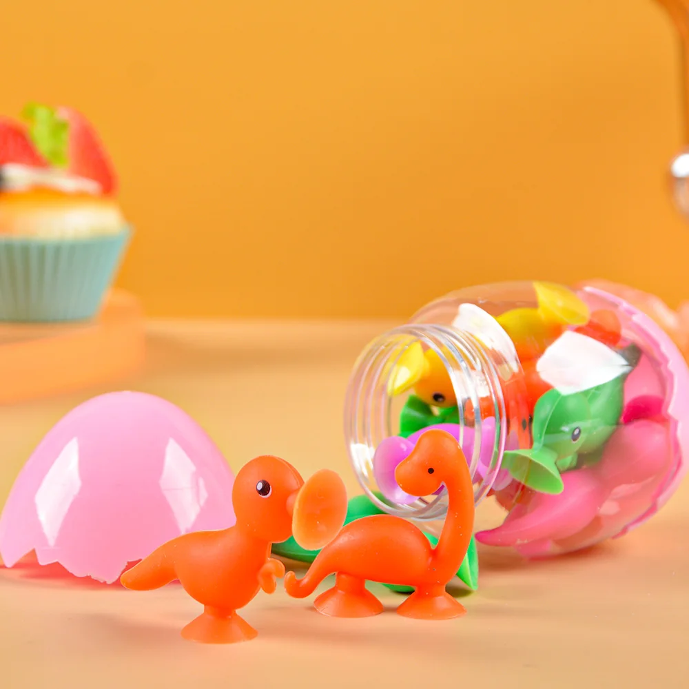 Food grade silicone small dinosaur toy set molar rod decompression suction cup toy