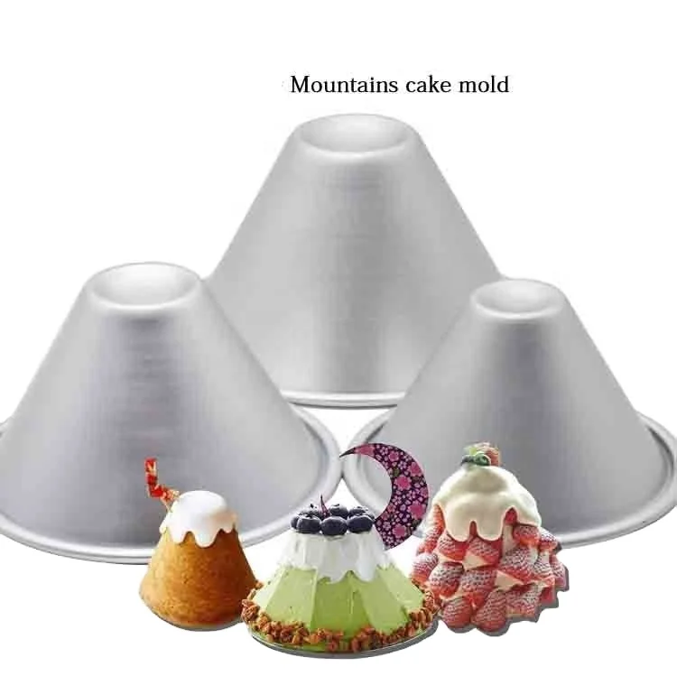 Sustainable Nonstick Wedding Doll Cone Shaped Cake Mould Eco friendly Aluminum Alloy volcano shape baking pan carbon baking tray