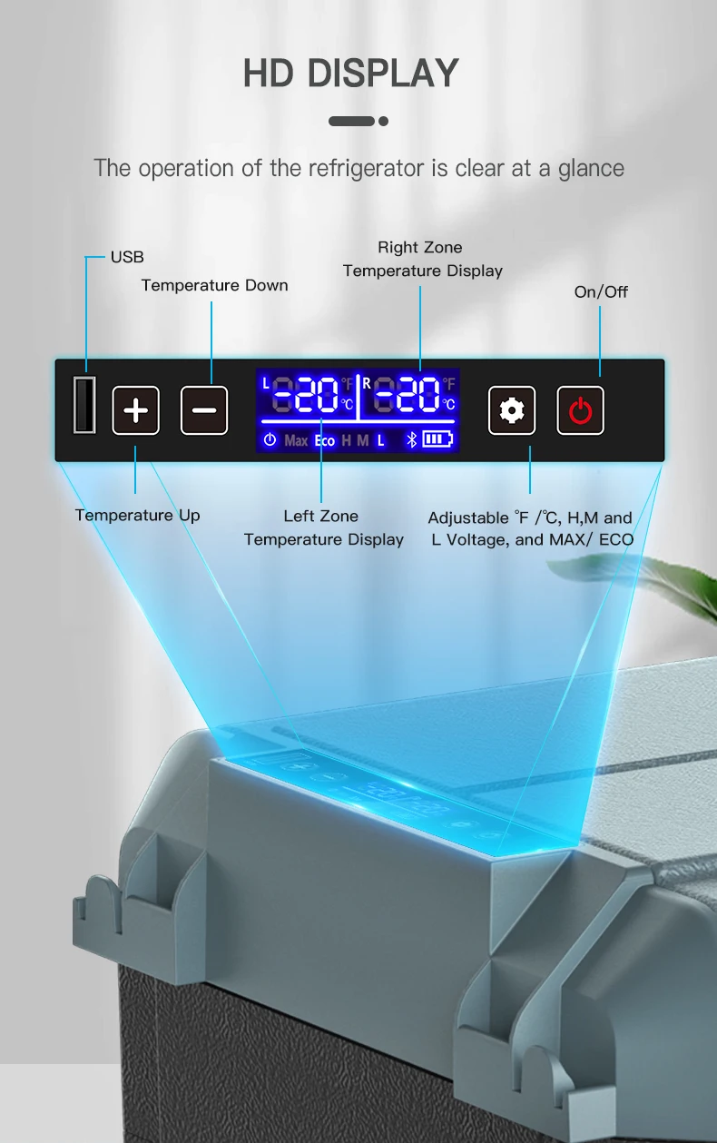 38L 48L 58L Portable Battery Powered Mini Fridge Car Refrigerator Freezer with AC Adaptor for Camping Home Use DC 12v/24V