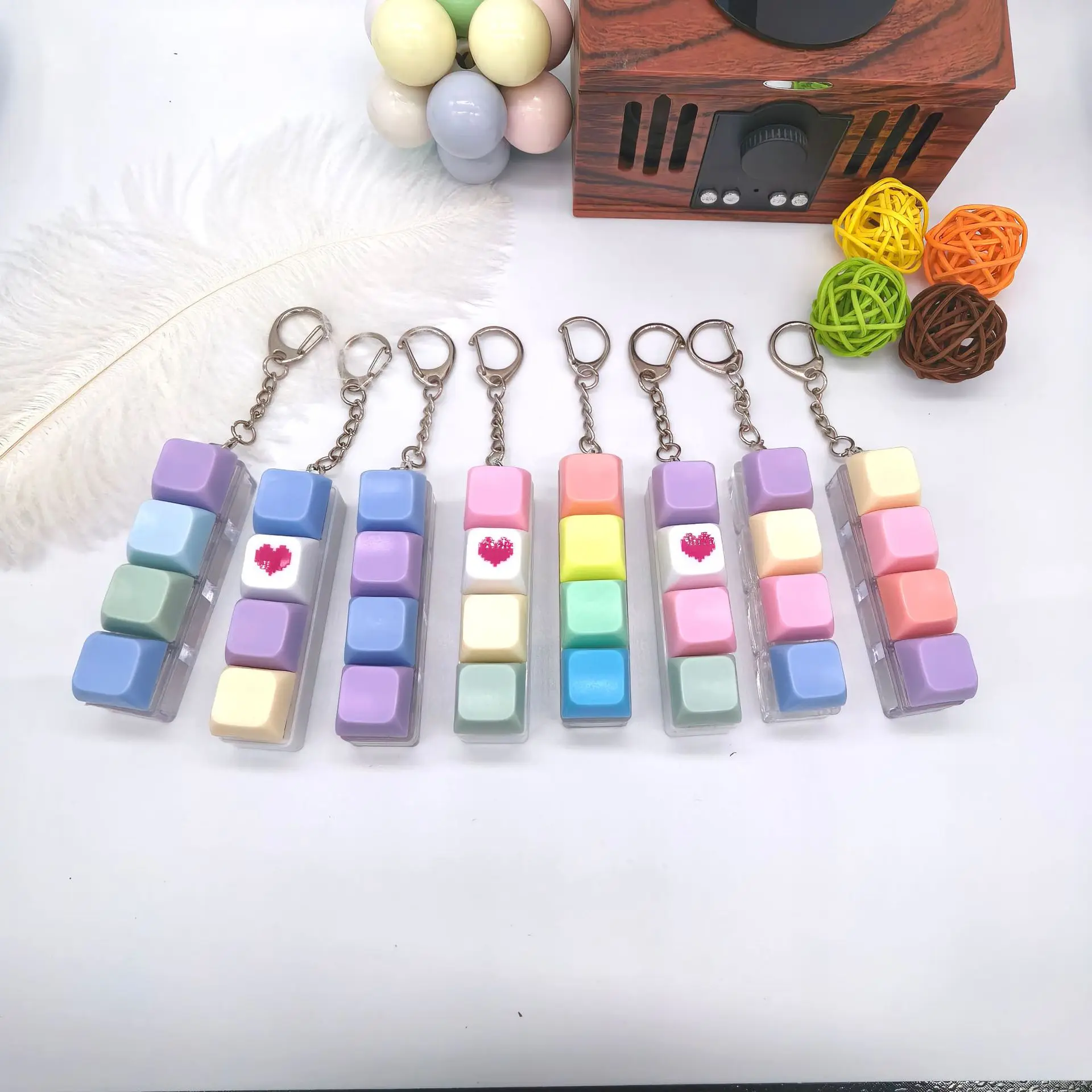 Custom Keyboard Keycap Keychain DIY Logo Printing Design Stress Relief Switch Key Chain details