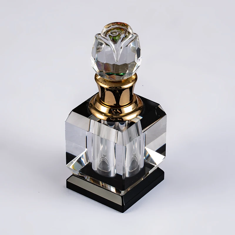 product latest design square flower cover luxurious and elegant glass empty bottle customizable 3ml crystal perfume bottle-6