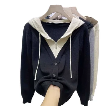 2024 New Women's Casual Style High Quality All-Match Autumn Winter Knitwear ODM Supply Hooded Pullover
