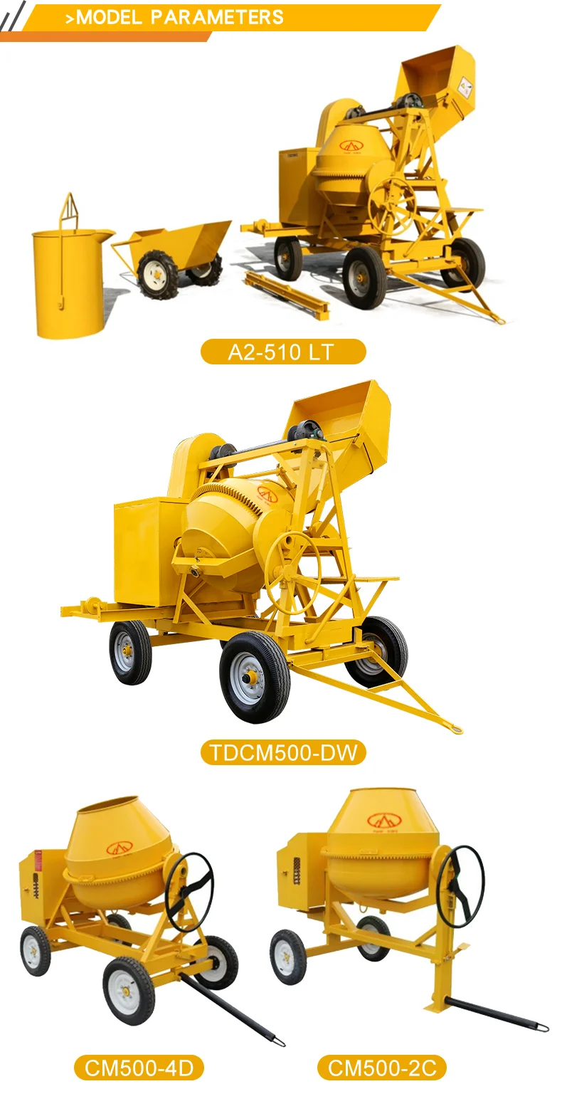 Equipment Portable Vertical Concrete Mixer 400L Concrete Mixing Machine With Tipping Bucket details