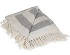 Beach Rectangle Dark Grey Striped Picnic Camping Cotton Beach Towel With Fringe Tassels