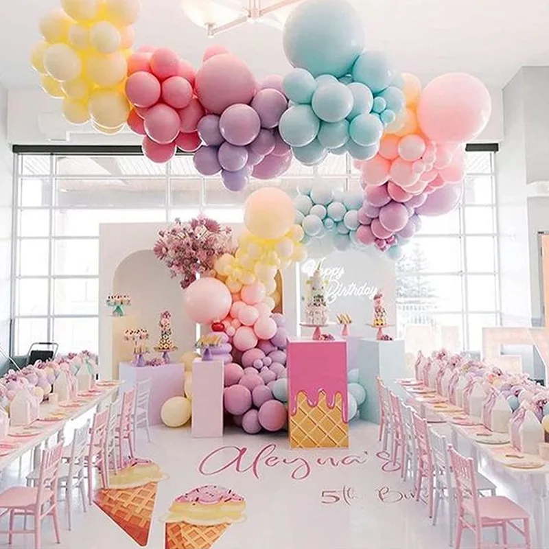 2023 Custom rainbow Macaron balloon pink blue birthday balloon arch kit children's party decoration