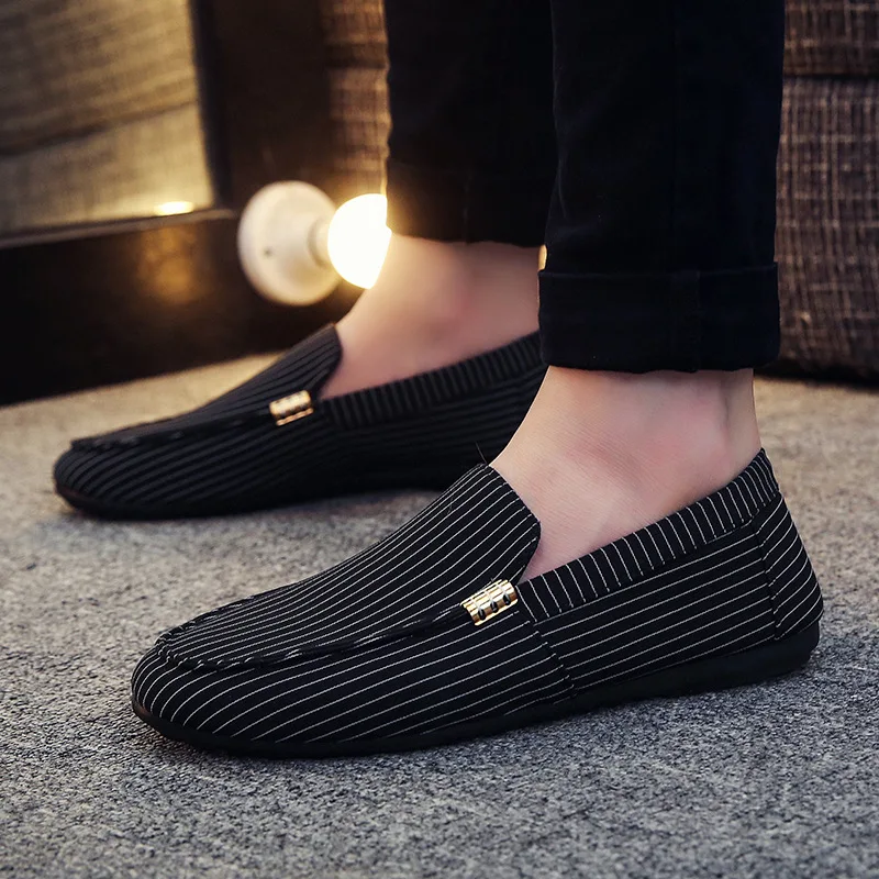 Boat Shoes White Stripe Driving Loafers 