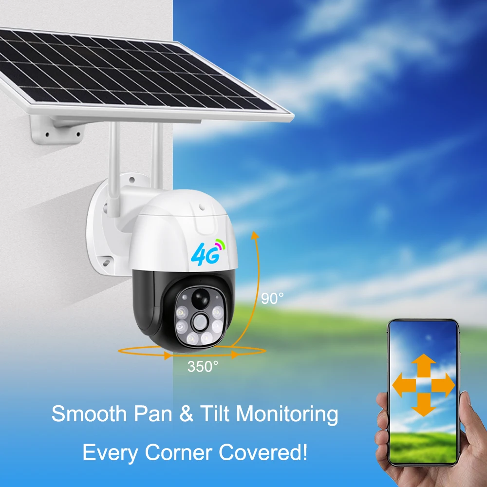 V380 Cctv Solar 4g Camera With Sim Card Outdoor Colorful Night Vision