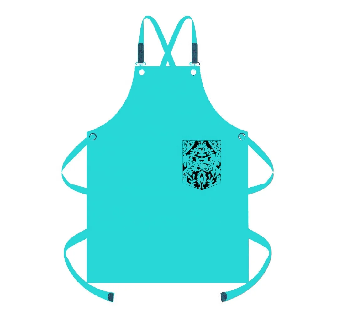 Cross strap adjustable solid color sleeveless neutral cotton cooking anti fouling Printed pattern apron