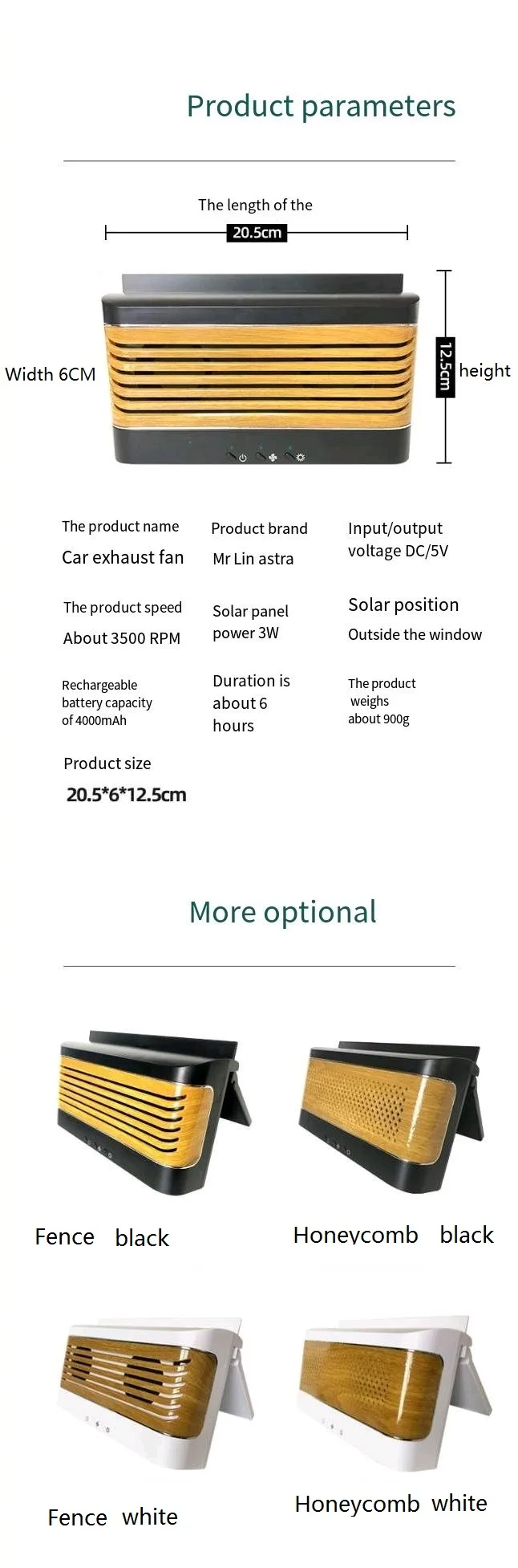 Usb Charging Ventilation Fan, Solar, 25 W, ABS - detail 14