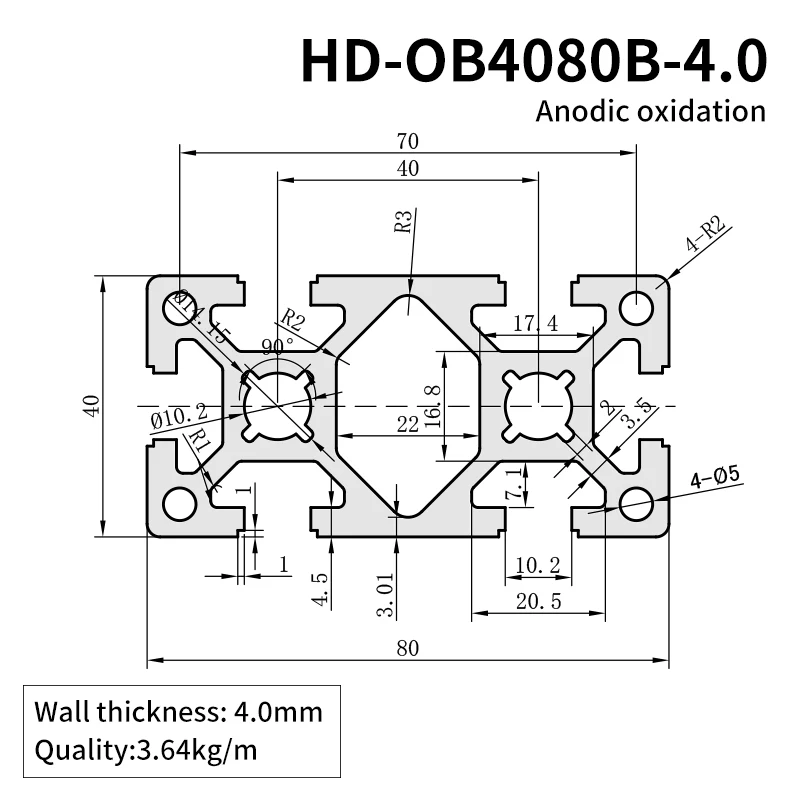 4080 Heavy-duty Extruded Aluminum Profile Assembly Line Automation Equipment Framework 4080 Industrial Aluminum Alloy Type details