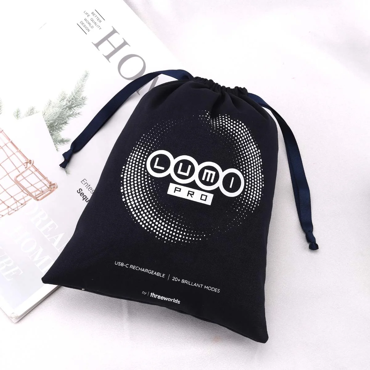 Custom Logo Printing Black Cotton Linen Drawstring Shaver Gift Packaging Pouch Muslin Cotton Dust Bag