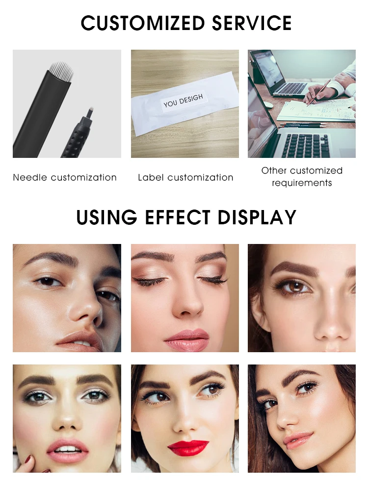 Disposable Manual Microblading Tattoo Pen with 0.16/0.18/0.20/0.25mm Needle Sizes and 14F,16F,16U,18F,18U Models