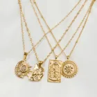 Moon Jewelry Exaggerated Zircon Sun Moon Necklace Gold Plated Pendant Necklace Stainless Steel Fine Jewelry
