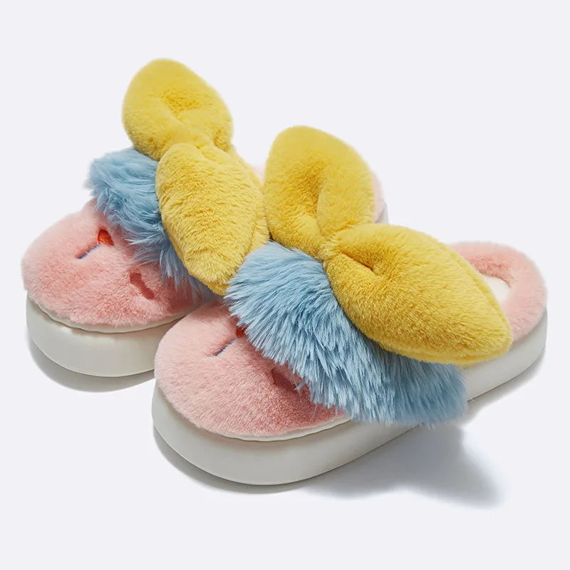 Winter Warm Slippers For Women Men Home Fluffy Furry Slippers New Fashion Soft Plush Platform Non Slip Bedroom Slides
